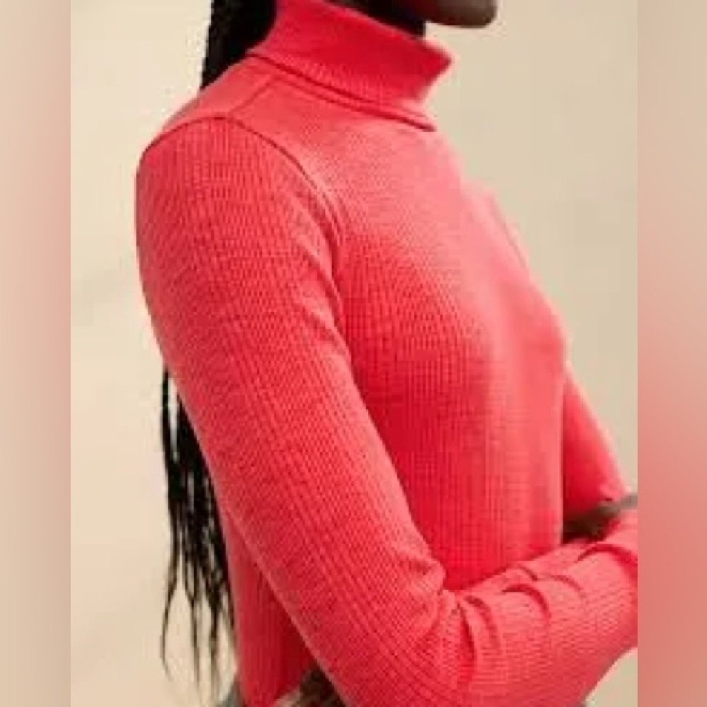aerie black essential turtleneck layering TShirt long sleeve ribbed L - Picture 9 of 9
